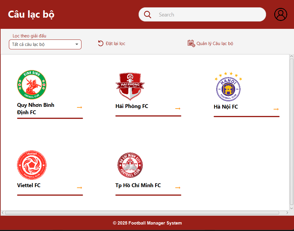 Tra cứu đội bóng