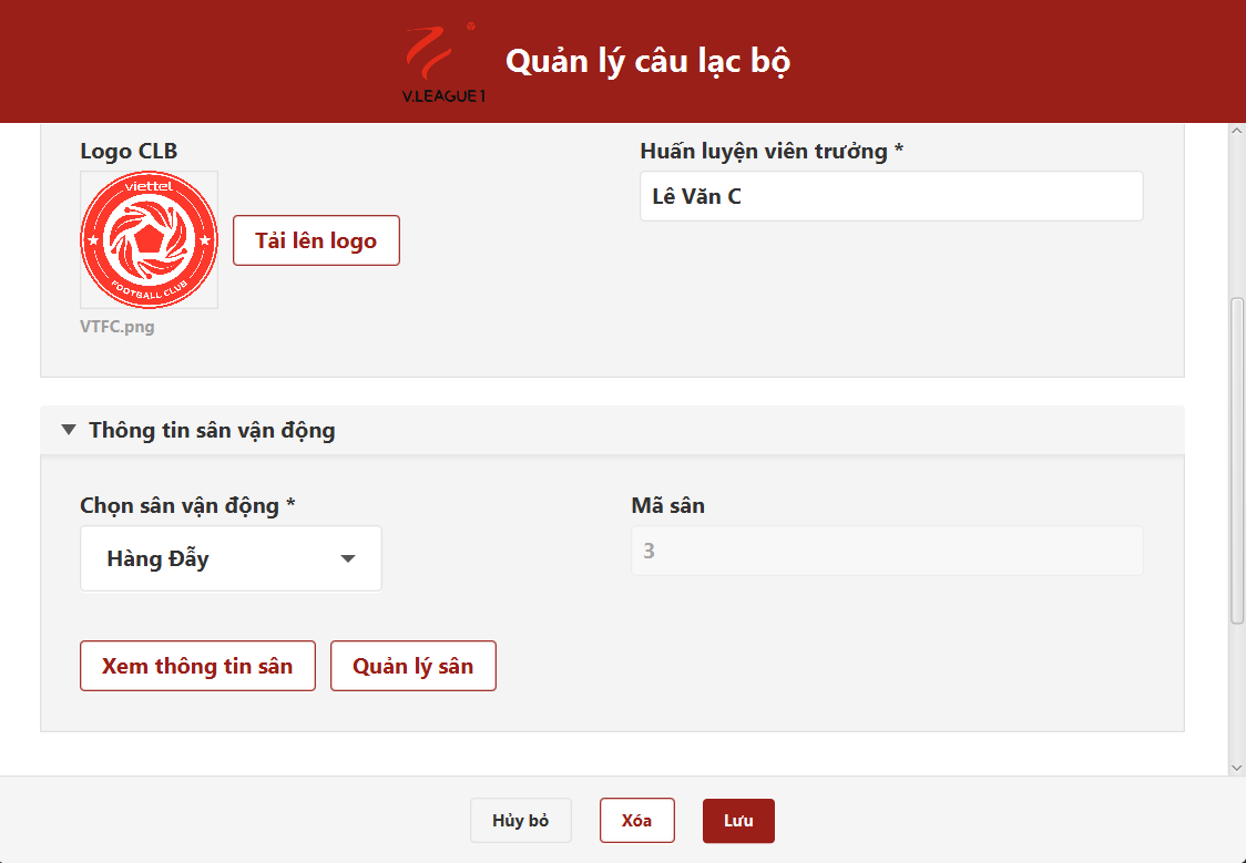 Thêm thông tin sân thi đấu