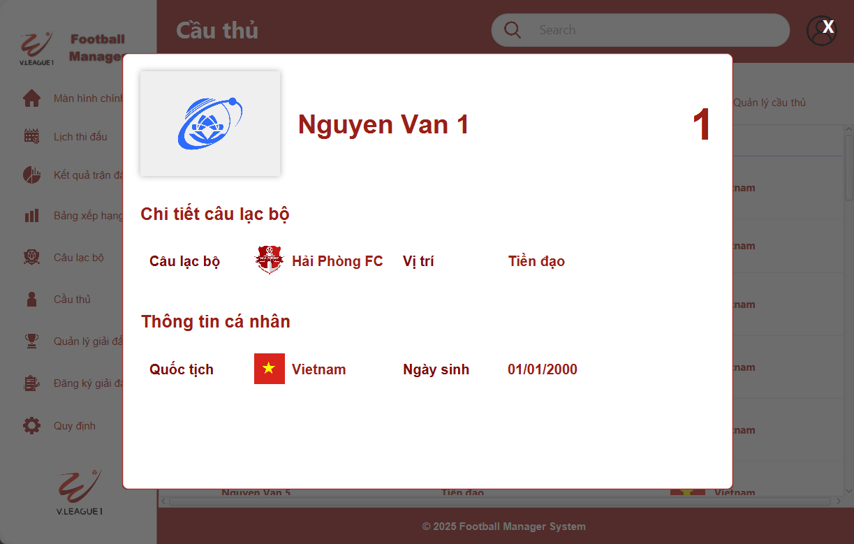 Hồ sơ cầu thủ
