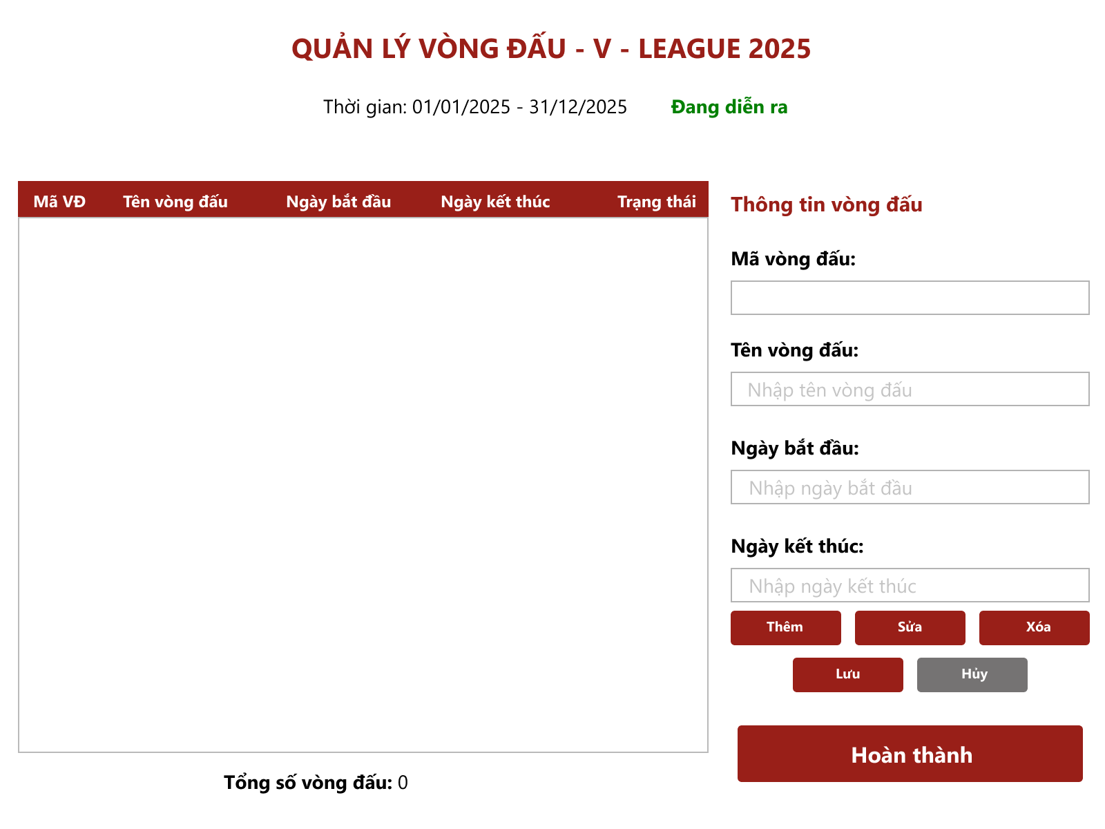 Quản lý vòng đấu